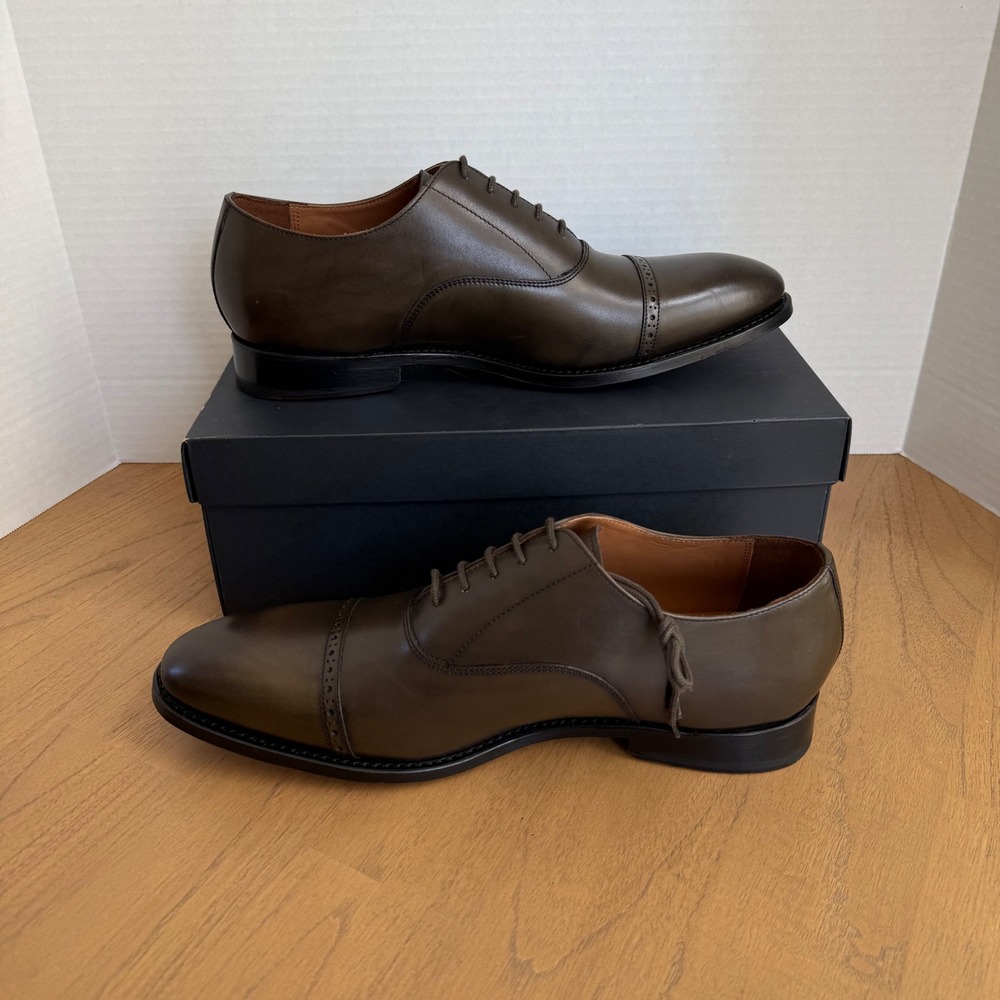 Allen Edmonds Brady Oxford Men Size 13D Olive Green Leather Cap‎ Toe 5935 - Picture 2 of 13